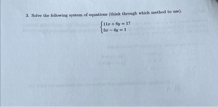 Solved 3. Solve the following system of equations (think | Chegg.com