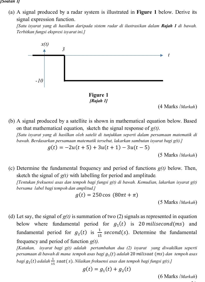 Solved Soalan / (a) A signal produced by a radar system is | Chegg.com
