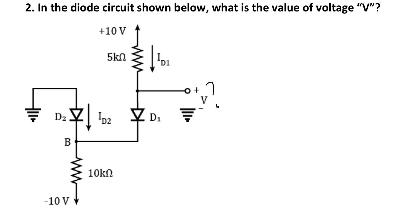 Solved In the diode circuit shown below, what is the value | Chegg.com