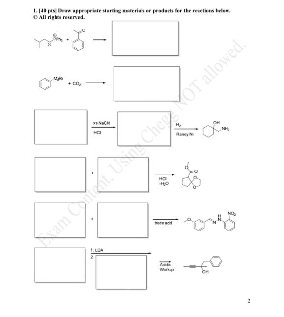 Solved [40 ﻿pts] ﻿Draw appropriate starting materials or | Chegg.com