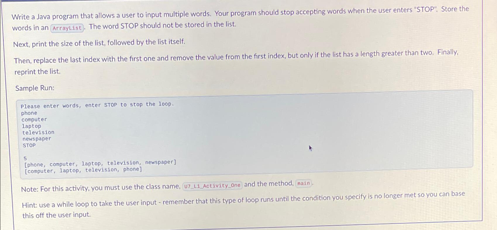 Solved Write a Java program that allows a user to input | Chegg.com image.