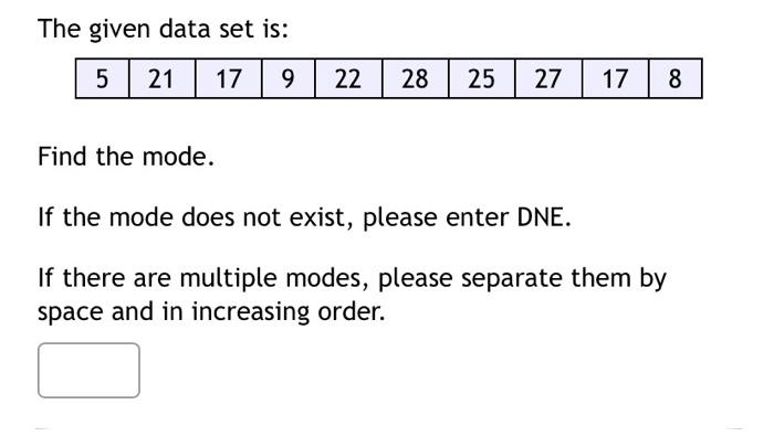 Solved The Given Data Set Is: Find The Mode. If The Mode | Chegg.com