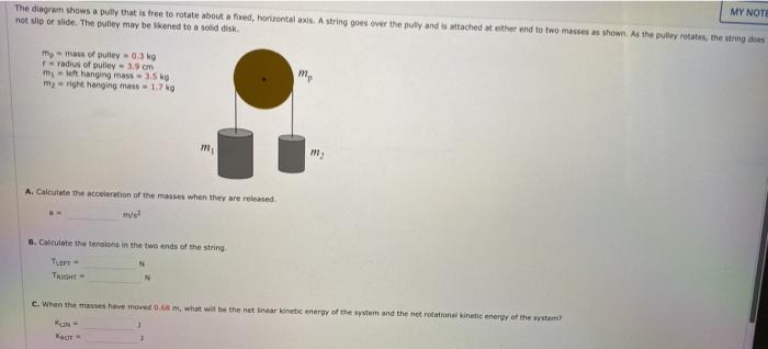 Solved The diagram shows a pully that is free to rotate | Chegg.com