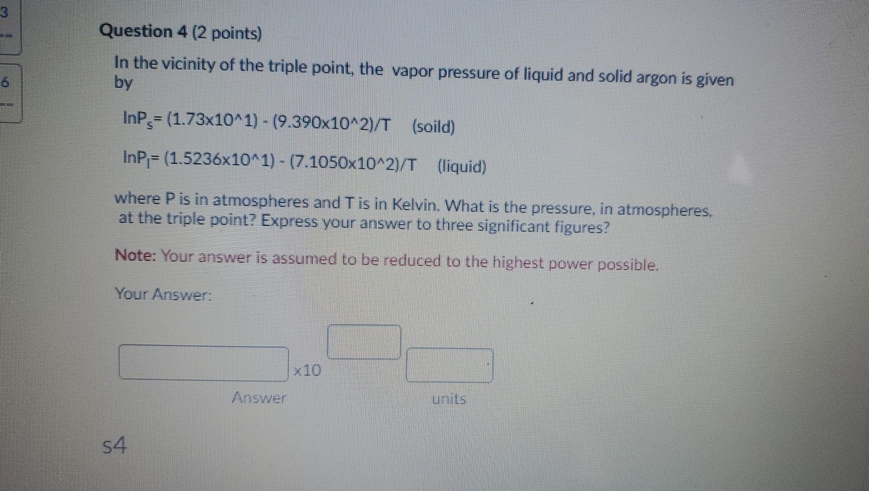 Solved 3 Question 4 (2 points) In the vicinity of the triple | Chegg.com