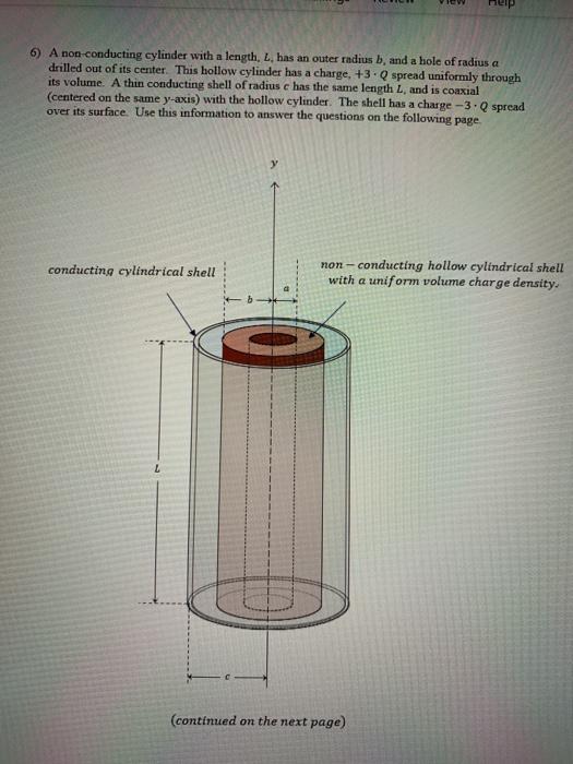 Solved A non-conducting cylinder with a length. 2, has an | Chegg.com