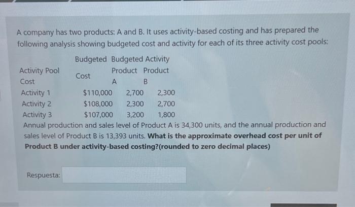 Solved A Company Has Two Products: A And B. It Uses | Chegg.com