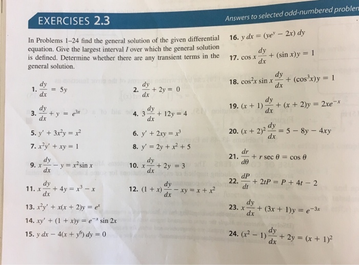 Solved EXERCISES 2.3 Answers To Selected Odd-numbered | Chegg.com