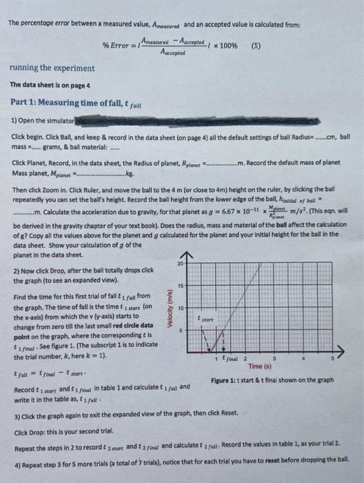 Measurements and Acceleration due to gravity Purpose | Chegg.com