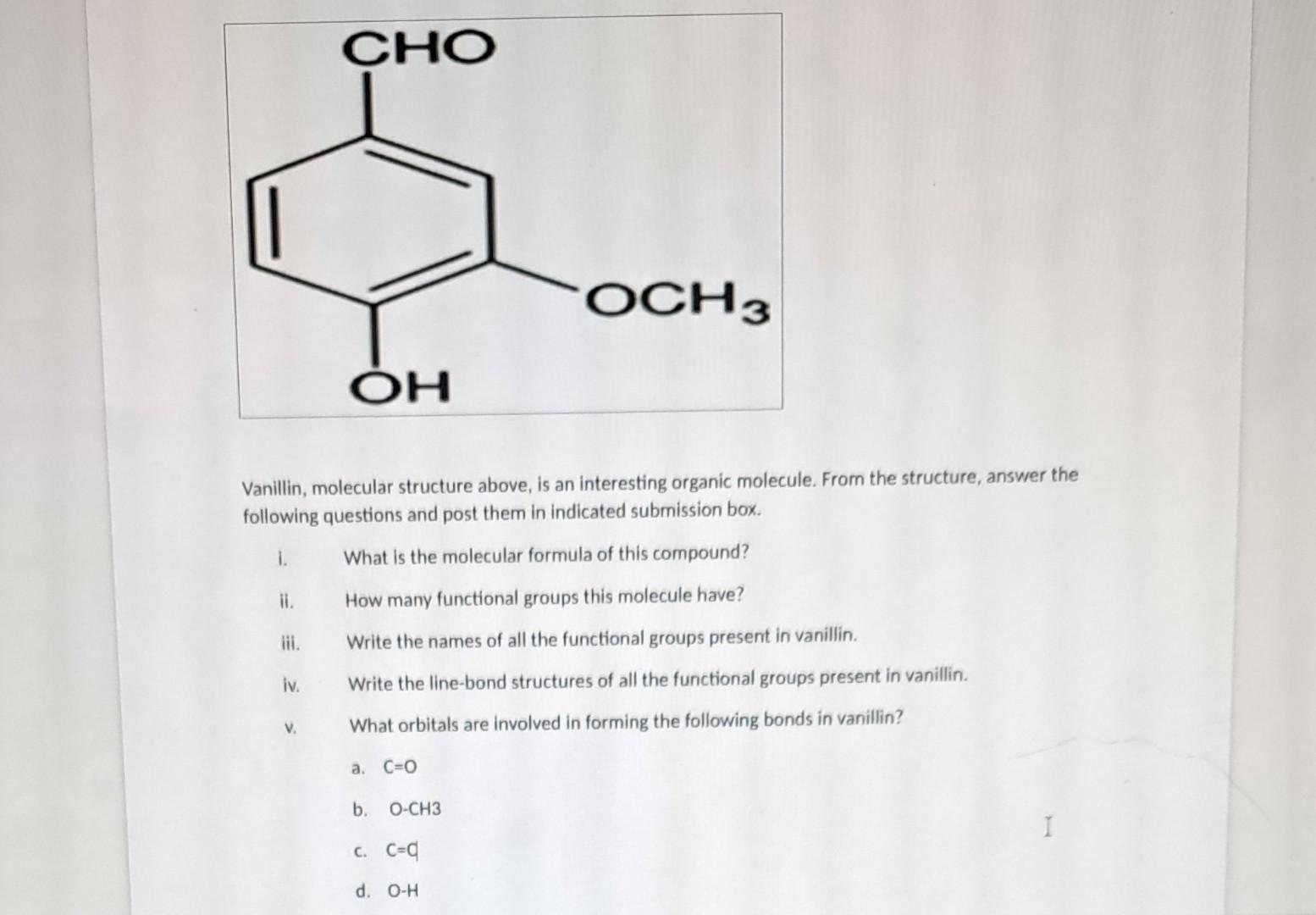 Solved Vanillin, Molecular Structure Above, Is An | Chegg.com