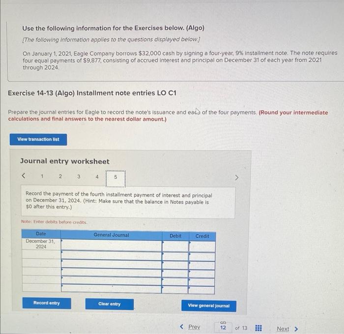 Solved Use The Following Information For The Exercises | Chegg.com