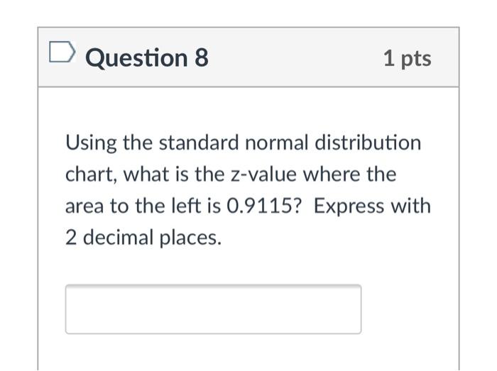 Solved Question 8 1 pts Using the standard normal | Chegg.com