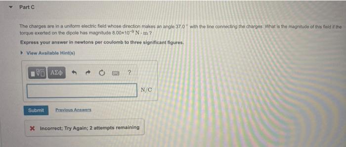 Solved Electric Dipole in an Electric Field Point charges q1 | Chegg.com