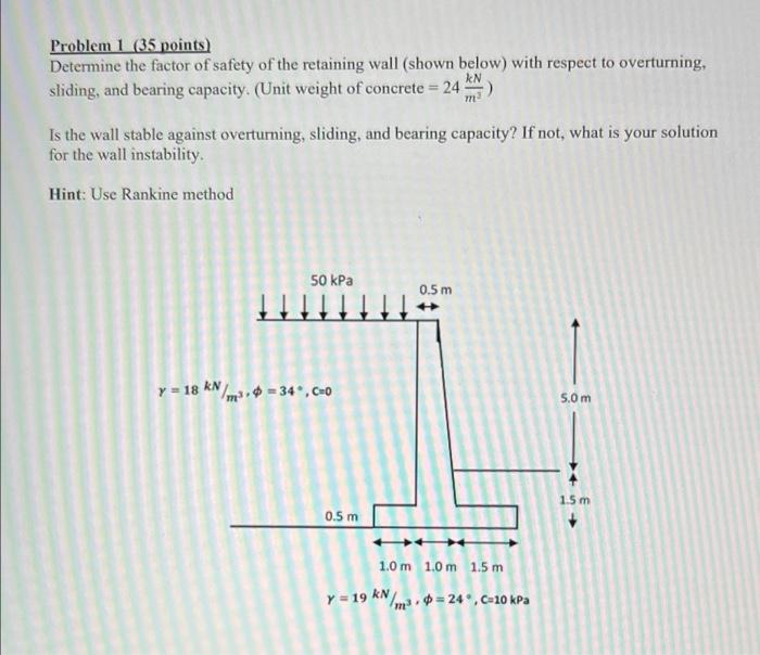 Solved Problem 1 (35 points) Determine the factor of safety | Chegg.com