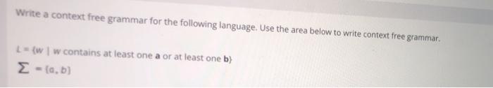 Solved Write a context free grammar for the following | Chegg.com