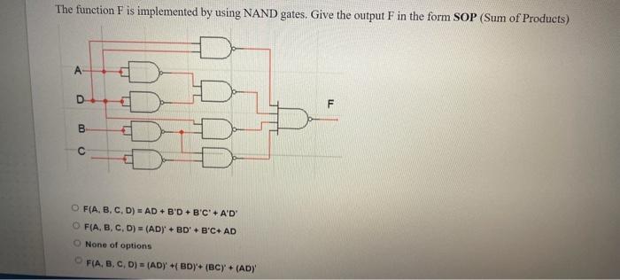 Solved The function F is implemented by using NAND gates. | Chegg.com
