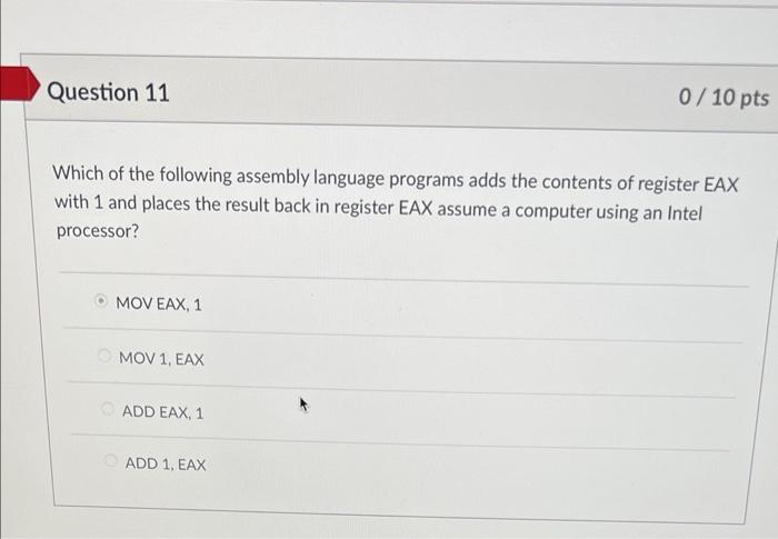 Solved which of the following assembly language programs | Chegg.com