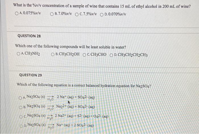 Solved What Is The %v V Concentration Of A Sample Of Wine 