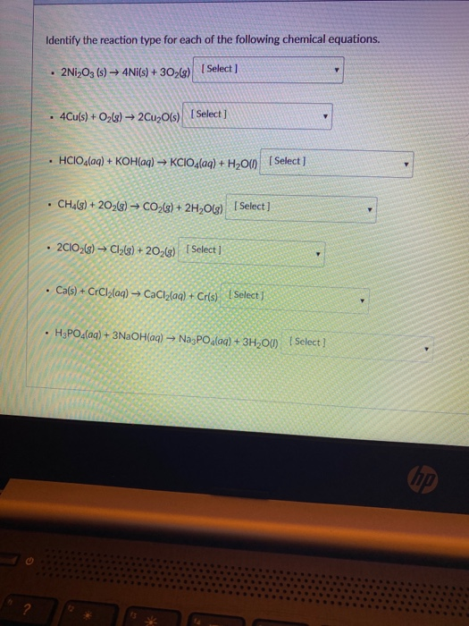 Solved Identify the reaction type for each of the following | Chegg.com