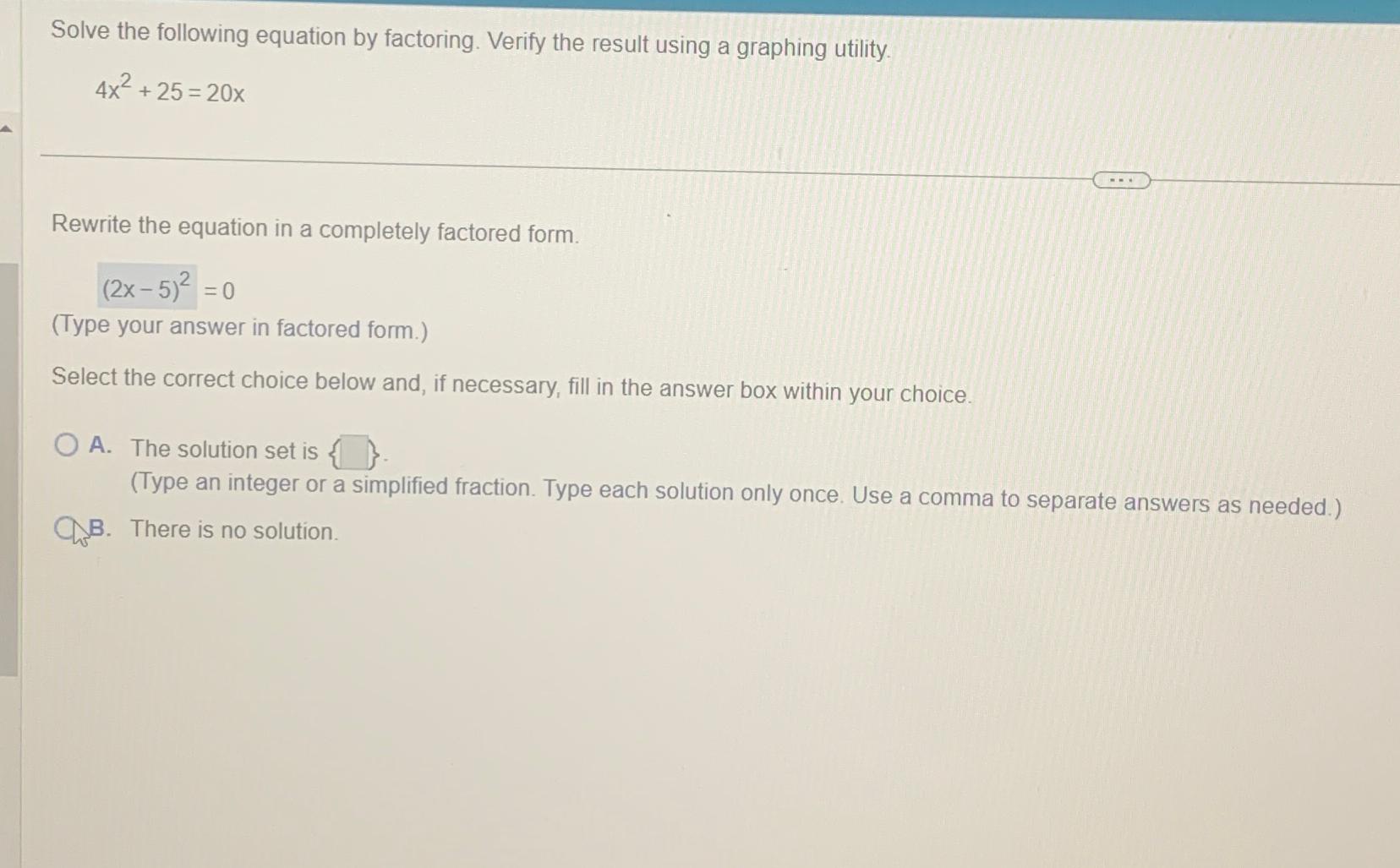 Solved Solve the following equation by factoring. Verify the | Chegg.com