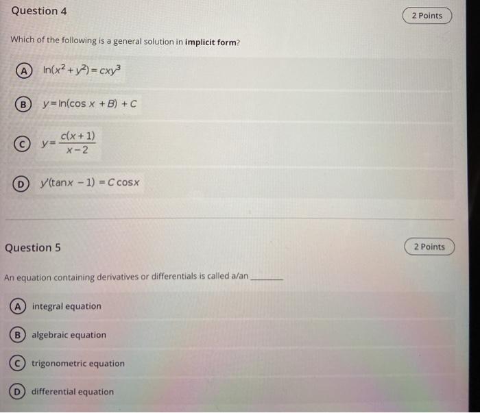Solved Question 4 2 Points Which of the following is a | Chegg.com