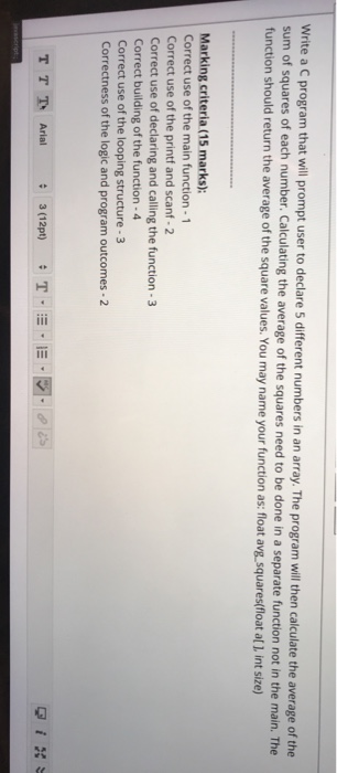 Solved Write a C program that will prompt user to declare 5 | Chegg.com