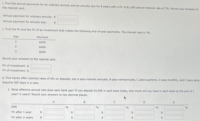 Solved A. Find The FV Of $1,000 Invested To Earn 8% After 4 | Chegg.com