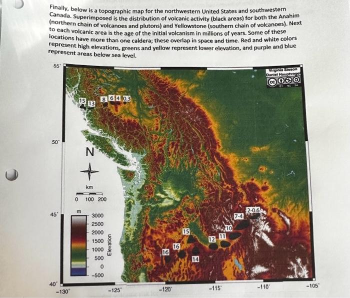 Solved Finally, below is a topographic map for the | Chegg.com
