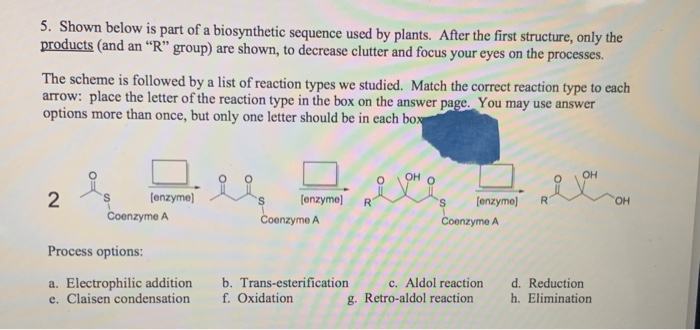 Solved 5. Shown below is part of a biosynthetic sequence | Chegg.com