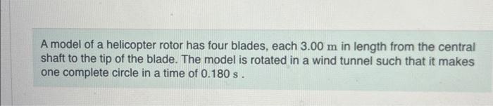 Solved A model of a helicopter rotor has four blades, each | Chegg.com