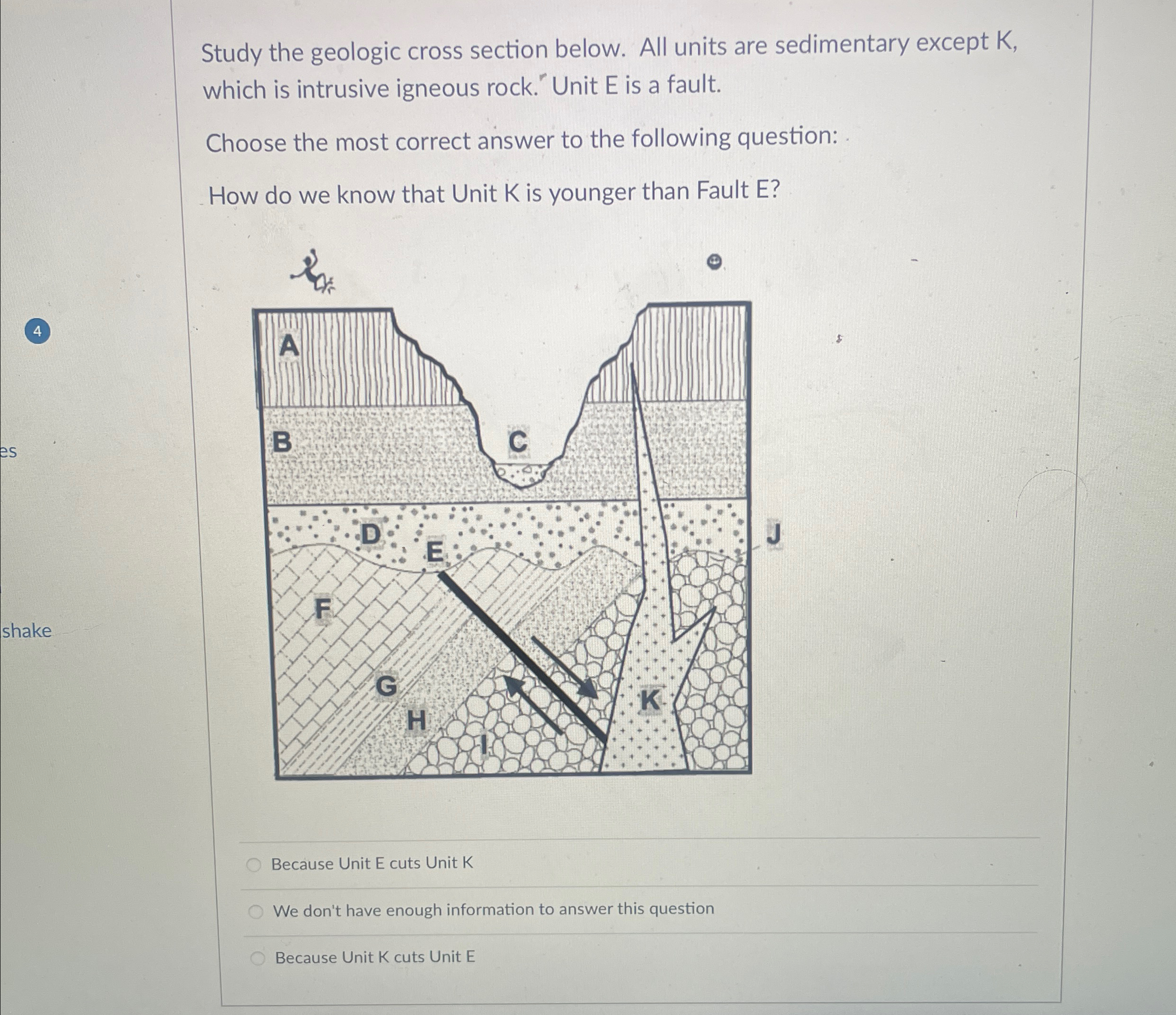 Solved Study the geologic cross section below. All units are | Chegg.com
