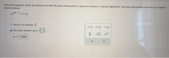 Solved Solve the equation. Write the solution set with the | Chegg.com