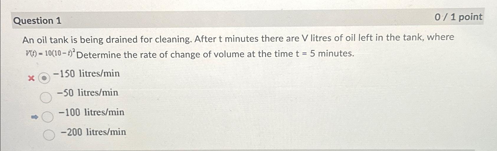 Solved Question 101 ﻿pointAn oil tank is being drained for