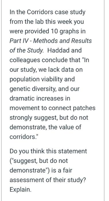 Solved In the Corridors case study from the lab this week | Chegg.com