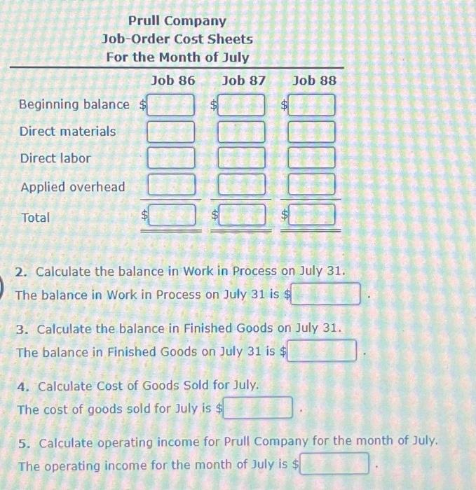 Solved Job-Order Cost Sheets, Balance In Work In Process And | Chegg.com