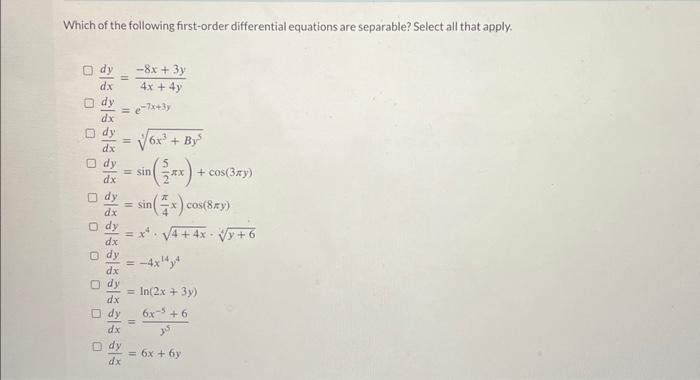 Solved Which of the following first-order differential | Chegg.com