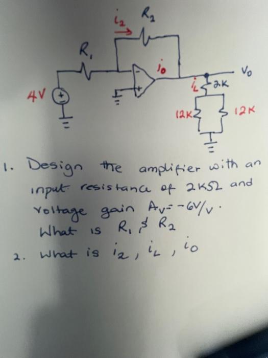 Solved 1. Design the amplifier with an input resistance of | Chegg.com