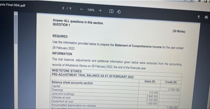 Solved Answer ALL questions in this section. QUESTION 1 (20 | Chegg.com