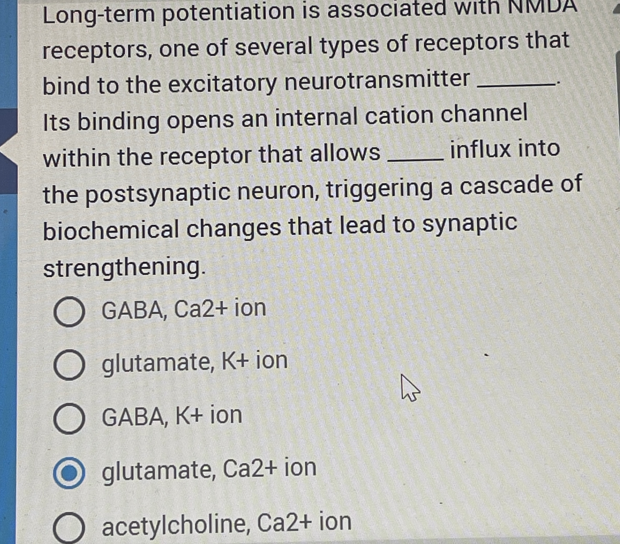 Solved Long-term potentiation is associated with NIVIDA | Chegg.com