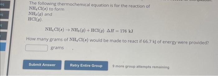 Solved The following thermochemical equation is for the | Chegg.com