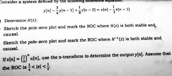 Solved Consider a system defined by the following y[n] - yIn | Chegg.com
