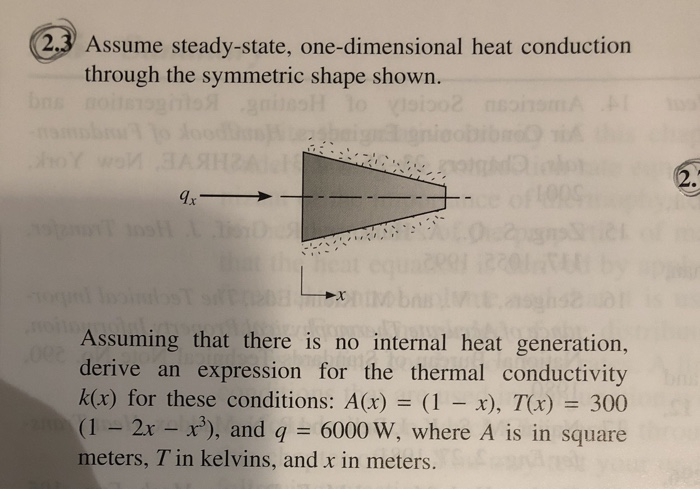 Solved Assume Steady State One Dimensional Heat Conduction 8235