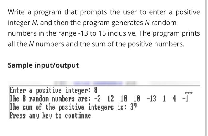 Solved Write a program that prompts the user to enter a | Chegg.com