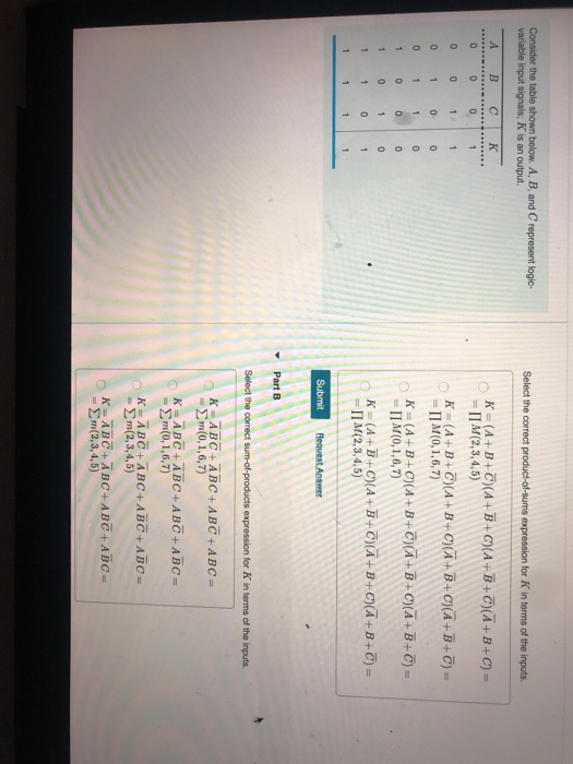 Solved Consider The Table Shown Below. A, B, And C Represent | Chegg.com