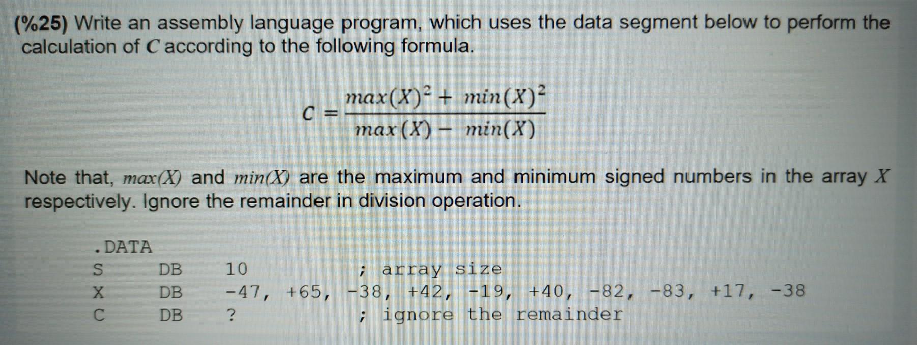 Solved (%25) Write an assembly language program, which uses | Chegg.com