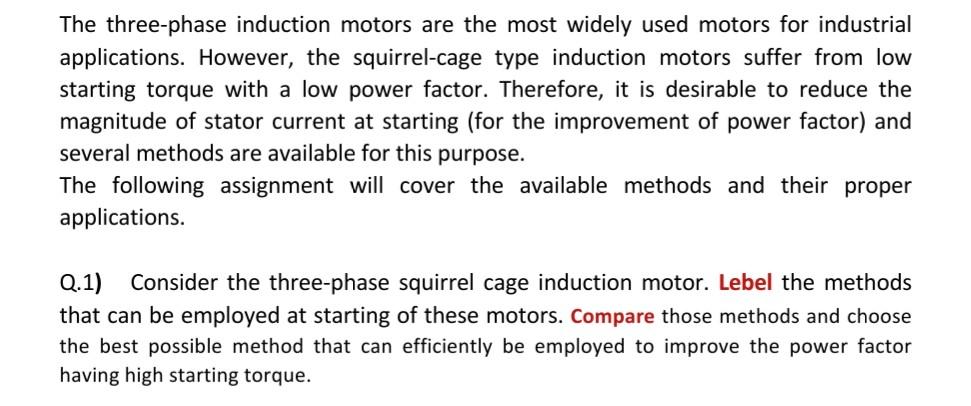 Cage applications motor squirrel induction Introduction to