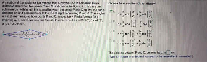 Solved A variation of the subtense bar method that surveyors | Chegg.com