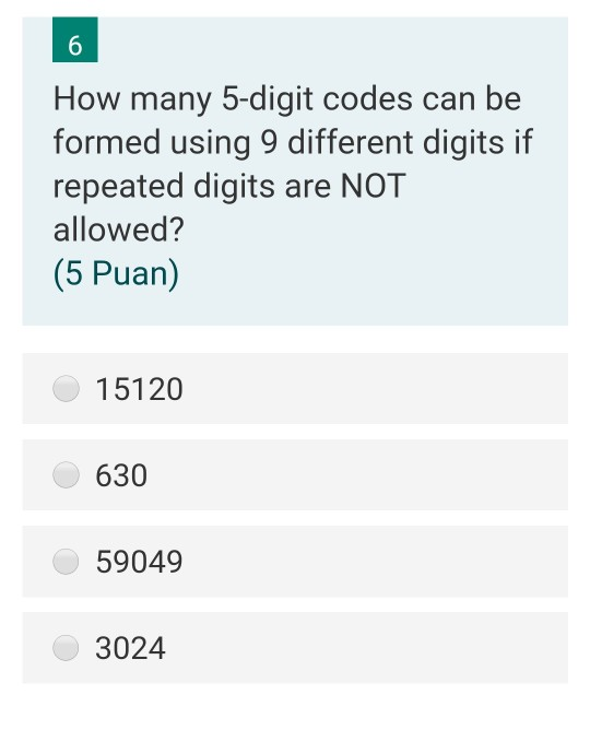 Solved 6 How many 5digit codes can be formed using 9