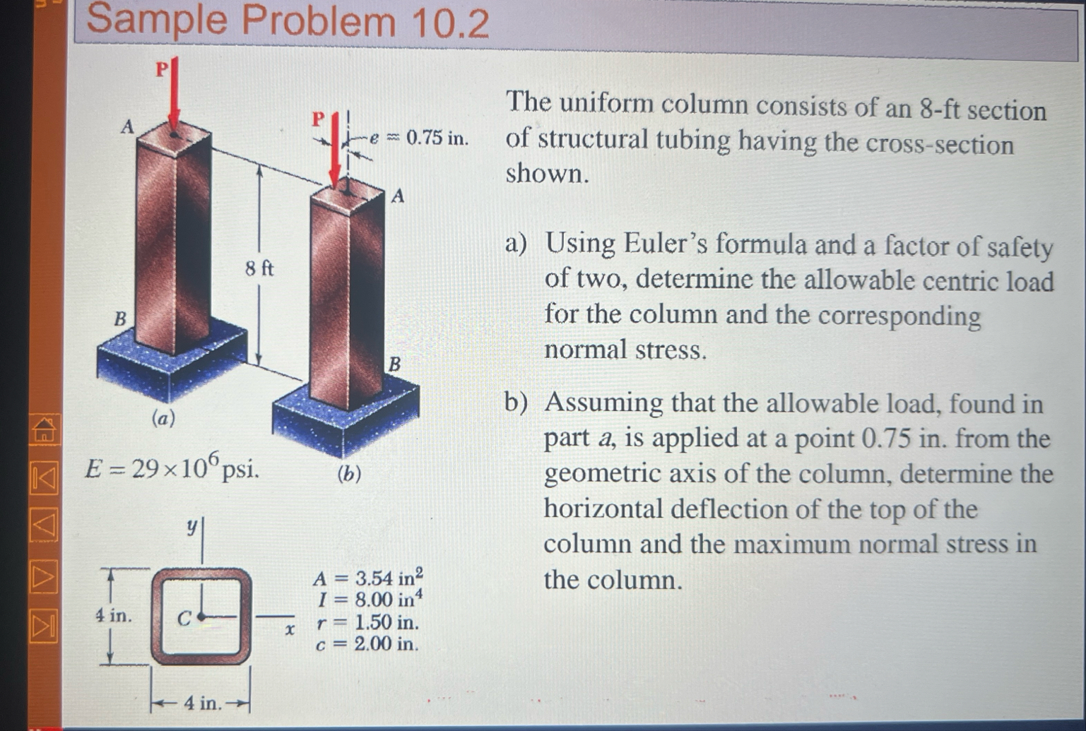 Solved Sample Problem 10.2The uniform column consists of an | Chegg.com