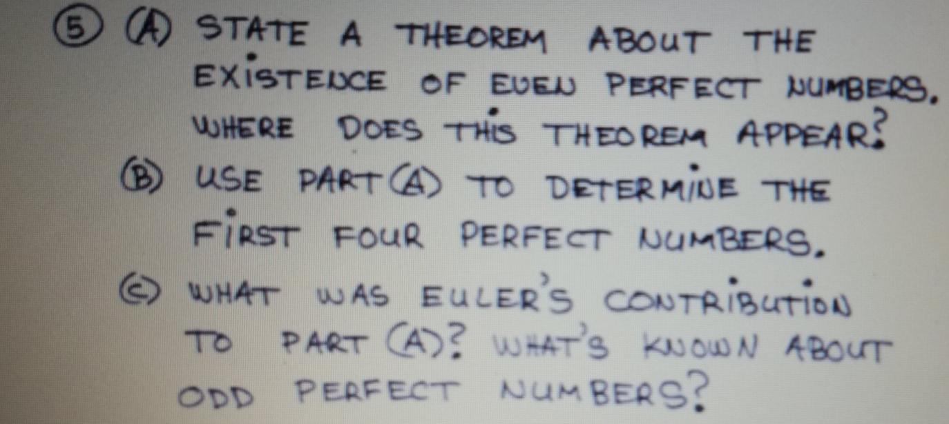 Solved WHERE 5 ( STATE A THEOREM ABOUT THE EXISTEUCE OF EVEN | Chegg.com