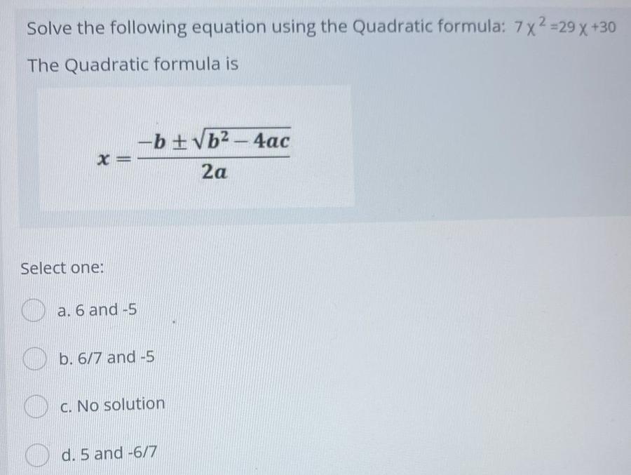 Solved Solve the following equation using the Quadratic | Chegg.com